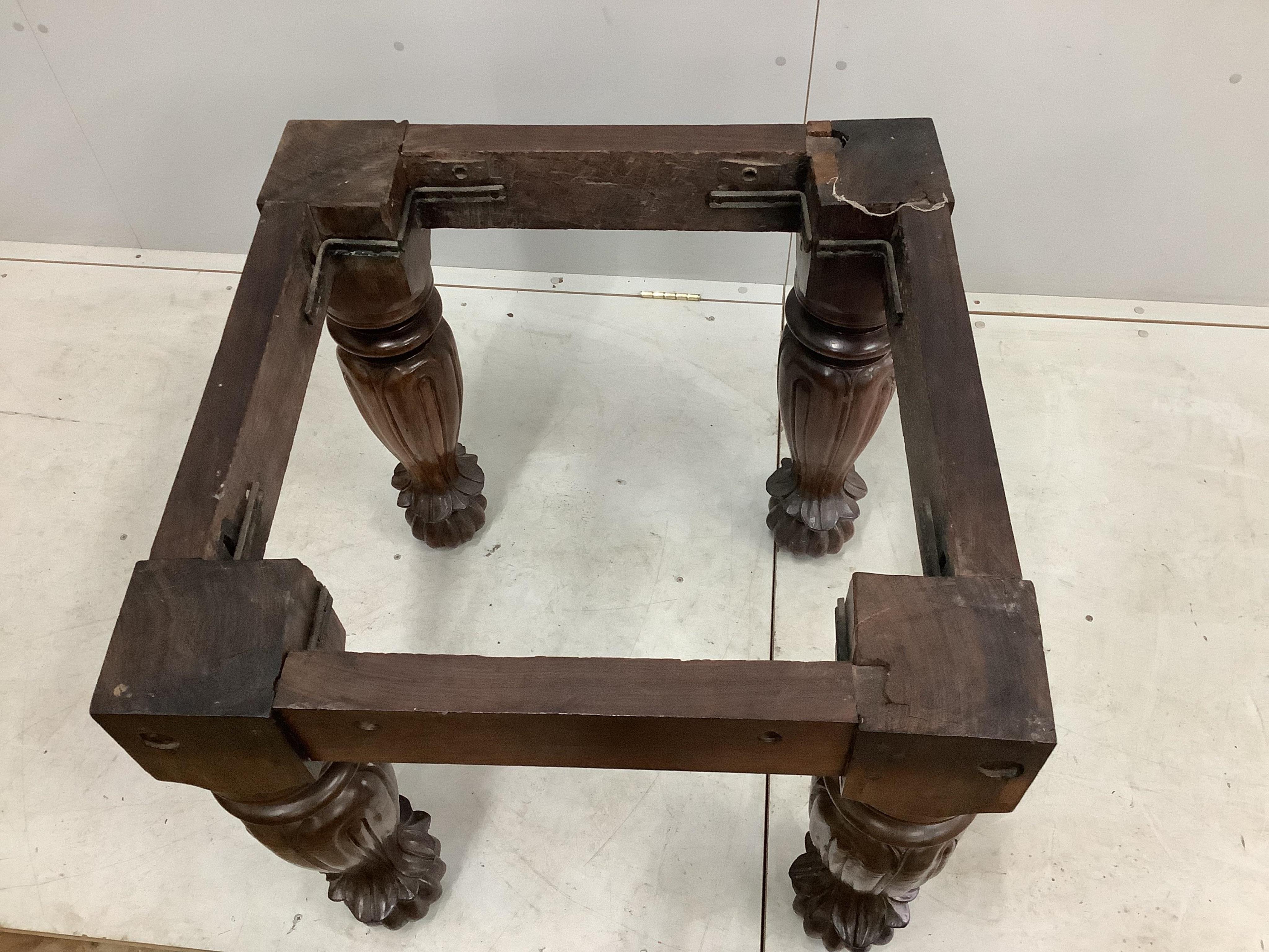 An Indian padouk wood circular top dining table, diameter 152cm, height 74cm. Condition - table has seen some reconstruction, repolished and now good condition